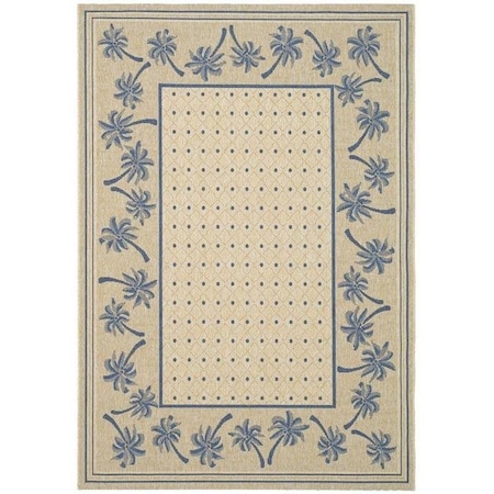 Safavieh 2 Ft. -4 In. X 6 Ft. -7 In. Runner Indoor-Outdoor Courtyard- Ivory And Blue- Machine Made Rug CY5148F-27